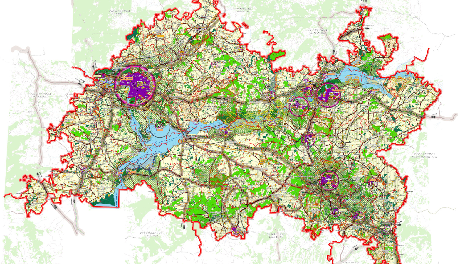 Карта республики татарстан с районами и деревнями